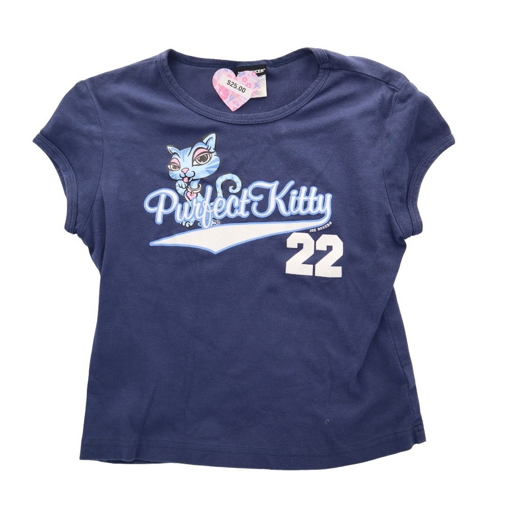 Y2K Joe Boxer T-Shirt Women's S Blue "Purrfect Kitty" Cat Graphic 22